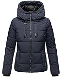 MARIKOO Damen Winterjacke Steppjacke warm mit Kapuze Shimoaa XVI Navy Gr. XL
