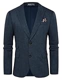 PJ PAUL JONES Herren Hahnentritt Sakko Blazer Spitzenrevers Regular Fit Business Sakko (Dunkelblau, L)