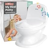 Nuby - My Real Potty - Kinder Töpfchen mit Spülgeräusch - Toilettentrainer für Kinder - mit echtem Sound und Batterien sind im Lieferumfang enthalten - Toilette Weiß - 18+ Monate