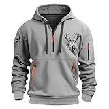 Generisch Heren Kapuzenpullover Hoodie Sweatshirt Männer mit 1/4 Reißverschluss,Winddicht Taktische Herren Windjacke Mit Kapuze Outdoorjacke Übergangsjacke Streetwear Herren Er Kurzer Rock
