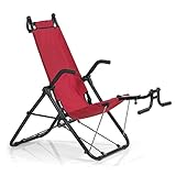 MAXXMEE Inversionstrainer Deluxe | Für jedes Alter, für jeden Fitness-Level | Zur Stärkung der Rücken-, Bauch- und Beinmuskulatur | Bis 120 kg belastbar, Zusammenklappbar [rot/schwarz]