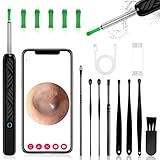 TEBOKHAD Ohrenschmalz Entferner Otoskop, 1080p HD Wifi Ohrreiniger, Ohrenreiniger Mit Kamera, Otoskop Mit 6 Leds, IP67 Wasserdicht Otoskop Ohr Für iOS, Android-Smartphones