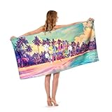 MeevrgR Mikrofaser-Strandtuch, 160 x 80 cm, schnell trocknend, sandabweisend, für Reisen, Schwimmen, Fitnessstudio, Yoga, Outdoor, Camping, mit Tragetasche und Karabiner