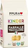 PPURA Bio Pasta Kinder Farfalle Tricolore 500g – Bio Farfalle Nudeln mit 32% Vollkornanteil, Made in Italy – Ohne Zucker, Zusatzstoffe & Farbstoffe, traditionell hergestellt & nachhaltig verpackt
