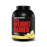 Body Attack Weight Gainer - Banana - 4,75 kg - Dein Mass Gainer für Masseaufbau & Muskelaufbau - Mit Whey Protein, BCAA und Kohlenhydraten - Dein fettarmer Masse Shake für hochwertige Kalorien