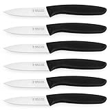 targzier Gemüsemesser 6 Stück,gerades Obstmesser, Schälmesser Aus Edelstahl,ultrascharfes Gemüse- Und Obstmesser,Küchenmesser Mit Schwarzem Kunststoffgriff,spülmaschinenfest (schwarz)