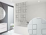 HALB-KASSETTEN DUSCHROLLO 140 cm BREIT MODELL QUADRO DUSCHVORHANG GRAU WEISS SCHWARZ! SHOWER ROLLO CURTAIN
