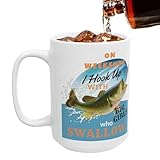 TyCylKu Angelbecher, Keramik-Getränkebehälter, Milchwasserbecher, für Angler, Angler, Lehrer, Studenten, Büro, Restaurant, Hotel, Wohnzimmer, Arbeitszimmer, Wein, Saft, Bier, Milch