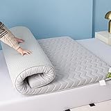 Futon-Matratze, tragbare Campingunterlage, ergonomisch, faltbar, mit Gummiband, orthopädischer Komfort, atmungsaktiv, 8 cm dick, Grau, 70 x 200 cm