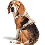 Wisedog Atmungsaktives Hundegeschirr aus Netzstoff: kein Ziehen, mit 3 Schnellverschluss-Schnallen, verstellbar für Spaziergänge und Training, für kleine, mittelgroße und große Hunde, Sandfarben