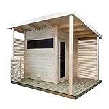 Sentiotec Gartensauna Scala Medium Saunahaus aus Fichte Massivsauna ca. 344x313x270 cm