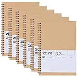 ZCZN Notizbuch A5 Punkt, 6 Stück Spirale Notizblock, 60 Blatt, Heft für Büro und Schule