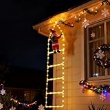 Qoosea LED Weihnachtsmann Leiter Lichterkette, 1.2m Weihnachtsbeleuchtung mit Fernbedienung, 8 Modi Lichterkette Weihnachtsdeko Innen Außen für Weihnachtsbaum, Fenster,Wand Warmweiß