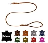 Hundeleine Fettleder kleine Hunde/große Hunde MIT Handschlaufe Made IN Germany 1m - 5m (1,0m X 8mm, Cognac)