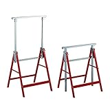 Relaxdays Klappbock, 2er Set, 7-Fach höhenverstellbar, bis 200 kg, klappbare Arbeitsböcke, Werkstatt, Stahl, rot/Silber