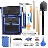 19-teiliges Geology Rock Pick Hammer Kit, 23 oz Hammer & 3 Stück Digging Chisels Set für Rock Hounding, Gold Mining & Prospekting, Equipment Tool mit Blow-and-Suck Ball, Whistle (Stil 2)