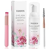 Wimpernverlängerungs-Shampoo & Bürste + Mascara-Zauberstab, Wimpern-Shampoo, schäumender Reiniger für professionelle Salons und häusliche Pflege, Waschen für Extensions und natürliche Wimpern 60ml