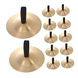 LRXIYODE 12 Stück Teiliges Kupfer Fingerzimbeln Handliche Becken Leichter Ergonomischer Griff für Musikunterricht Bauchtanz Party Zubehör für Junge Mädchen