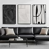 3er Poster Set Moderne Luxus Abstrakt Kunst Wandbilder Schwarz Beige Leinwand Bilder ohne Rahmen Kunstdruck Bild Wanddeko für Wohnzimmer Schlafzimmer (30×40 cm)