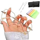 Women's Diamond Rimless Anti-Blue Light Presbyopia Glasses, Beautyfeii Reading Glasses for Women (Gold, 0.0/000)