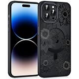 Coiwxmoi Magnetische Handyhülle für iPhone 15 Pro 6,1' Hülle, Kompatibel mit MagSafe, Aesthetic Blumen Muster Transluzente Mädchen Case, Matte PC Dünn TPU Bumper Stoßfest Schutzhülle Cover -Schwarz 01