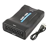 GLER Scart auf HDMI Konverter Adapter, Scart zu HDMI Konverter, Video Audio Adapter Support HDMI 720P/1080P Kable für HDTV STB VHS Xbox PS3 Sky Blu-ray DVD Player (Black)