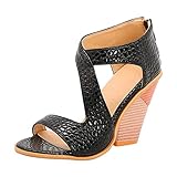 Gsheocm Keilabsatz Sandalen Damen Klassische Keilsandalen Stiletto-Sandalen mit Schnalle Einstellbar Offener Zeh Pumps Bequem Elegant Damensandalen Brautschuhe Zehensandalen Sommer Schuhe Frau