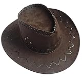 Cowboyhut mit Kuh-Aufdruck und Riemen, für Damen und Herren, Sommer, Cowboyhut, formbar, breite Krempe, Sonnenhut, Cowboyhut, Hartschalenkoffer, braun, Einheitsgröße