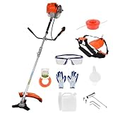Fiauli Gas-Fadenschneider 2,2 kW, 8500 U/min, 52 cm³ Weed Wacker, gasbetrieben, 2-in-1-Akku-Heckenschere, 2-Takt-Freischneider, handgehaltener Unkrautfresser, Kunststoffgriff und Schultergurt im Ora