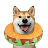 Supet Halskrause Hund, Aufblasbares Halskrause für Hunde und Katzen Alternative Nach der Operation, Einstellbar Bequem Schutzkragen für Haustier , E-Halsband, Hamburger, L für Große Hunde