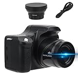Tragbare Digitalkamera, 3,0-Zoll-Spiegelreflexkamera mit LCD-Bildschirm, 18-facher Zoom, Unterstützung von 24 Millionen Pixel, Geeignet für Familienfeiern, Reisen im Freien, Geschenke für (Schwarz1)