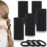 obeoby 100 schwarze Haargummis, nahtlose Haargummis, Pferdeschwanz-Halter, elastisch, Haar-Accessoires für Damen und Mädchen