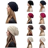 Strickmütze Damen Slouch Beanie Mütze Street Style Grobstrick Wintermützen Klassische Weiche Beanie Winter Oversized Zopfstrickmütze