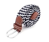 Bling Company Stoffgürtel Stretch Gürtel elastischer Flechtgürtel Länge 105-110 cm Geflochtener Dehnbarer Gürtel Damen Herren Unisex (blau/weiß gestreift)
