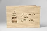 Holzgrusskarten Original Herzlichen Glückwunsch zum Geburtstag - 100% handmade in Österreich, aus Eichenholz gefertigte Geschenkkarte, Geburtstagskarte, Grußkarte, Klappkarte, Postkarte