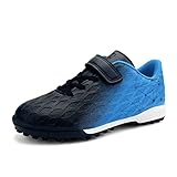 JABASIC Hallen Fussballschuhe Kinder Jungen Mädchen Fußballschuhe Kinder Kunstrasen (34EU,Schwarz Blau)