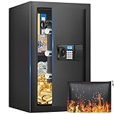 70L Groß Safe Tresor Feuerfest für Zuhause| Digitaler MöBeltresor mit Feuerfest Wasserdicht Dokumententasche NotschlüSsel Batteriekasten| Wandtresor mit Zahlenschloss für Bargeld Wichtiger Dokumente