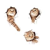 Peakpet 3 Stück Wandaufkleber Wanddeko Süße 3D Katze Wandtattoo Wandsticker Wandbilder für Toilette Kinderzimmer Küche Badezimmer Schlafzimmer (Type 2)