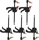 5 Stk Einhandzwingen Set, Schnellspannzwinge, 4 Zoll Schraubzwingen F Klemmen, Schnellspannzwingen, Woodworking Ratschenzwinge für Holzarbeiten, handgefertigtes Handwerk, Heimwerken