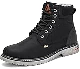 Mishansha Winterschuhe Herren Winterstiefel Gefüttert Winter Schuhe Wasserdicht rutschfest Outdoor Boots Warme Wanderschuhe Trekking Stiefel Schneestiefel Schwarz 44 EU