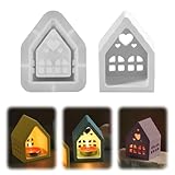 Silikonformen Gießformen Häuser, 3D Silikonform Haus Silikonform Kerzenhalter Silikonform Weihnachten Gießformen Silikon Gießform Haus Gips Zum Gießen Giessformen Silikon Gießform Kerzenhalter (A)