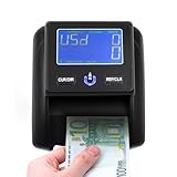 Geldscheinprüfer & Geldzählmaschine 2in1, Banknotenprüfer Falschgelderkennung Währungszähler mit Wiederaufladbarer Batterie Geldzähler Präzise Falschgelderkennung und Zählfunktion für Euro Dollar