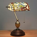 ZJIEDB Bankerlampe aus getöntem Glas, Barock-Tischlampe, Vintage Klavierlampe für Schlafzimmer, Café, Bar, Büro, Basis aus Zinklegierung