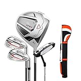 Herren-Golfschläger-Set für die rechte Hand, Golf-Profi-Spielschläger mit Balltasche, Schaft aus ultraleichtem Graphit-Kohlenstoffstahl, Gusstitanlegierung mit hoher Rückfederung