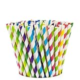 GUSTO [200 Pack] Striped Paper Drinking Straws 100% Biodegradable - Assorted Colors - Formerly Comfy Package