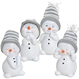 matches21 HOME & HOBBY Kleine Schneemann Deko Figuren für Weihnachten im 4er Set - Süße 11cm Weihnachtsfiguren als innen Weihnachtsdeko - Lustige Schneemänner als Wohnzimmer Weihnachtsdekoration