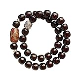 Mala-Perlen, Buddha-Armbänder für Damen und Herren, 38 buddhistische Gebetsmeditation, Perlen mit dreiäugigen Dzi-Perlen, Jade, Feng Shui tibetischer Buddha, elastisches Doppel-Wickelarmband für