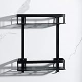 SNHHNSW Badezimmerregal, Aluminium-Duschregal, Eckregal, quadratisches Bad, Duschregal, Bolzeneinsatz, Aufbewahrungsorganisator, Rack, Balck