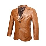 ZACOLLAN Jacke Herren Täglicher Verschleiß All-Match Übergangsjacke Jugend Trend Vintage Kunstlederjacke Casual Mode Gutaussehend Outdoorjacke E-Khaki 3XL