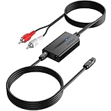 AUTOUTLET DA Wandler, 192kHz DAC Digital zu Analog Audio Wandler SPDIF Toslink zu Analog RCA Audio mit Audio-Verstärker-Chip 0,8M RCA Männlich+1M Optischem Kabel für HDTV DVD Blu-ray Sky Spielekonsole
